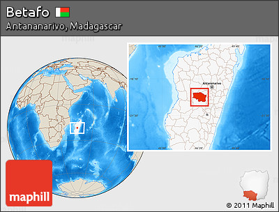 Shaded Relief Location Map of Betafo, highlighted country