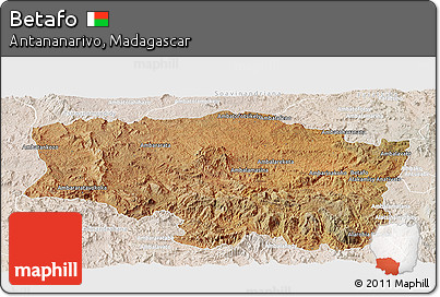 Satellite Panoramic Map of Betafo, lighten