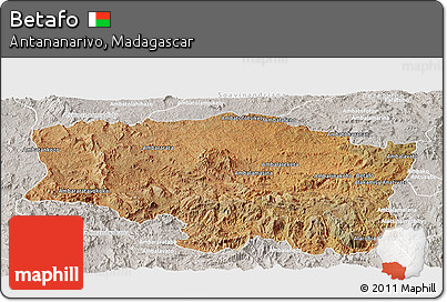 Satellite Panoramic Map of Betafo, lighten, semi-desaturated