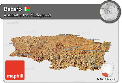Satellite Panoramic Map of Betafo, single color outside