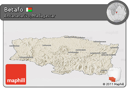 Shaded Relief Panoramic Map of Betafo, single color outside