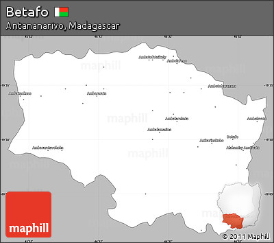 Gray Simple Map of Betafo, single color outside