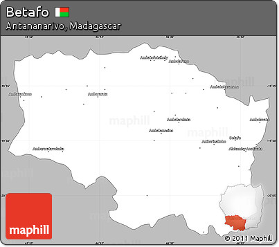 Gray Simple Map of Betafo, single color outside