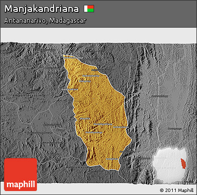 Physical 3D Map of Manjakandriana, darken, desaturated