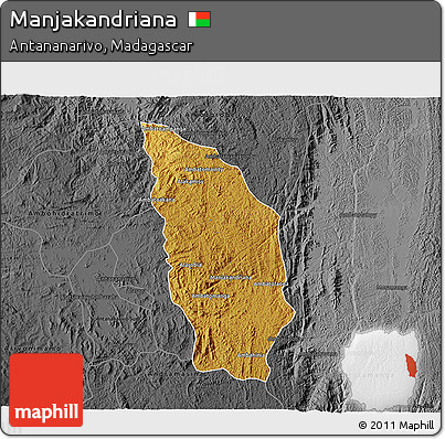 Physical 3D Map of Manjakandriana, darken, desaturated