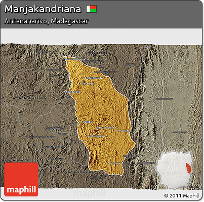 Physical 3D Map of Manjakandriana, darken, semi-desaturated