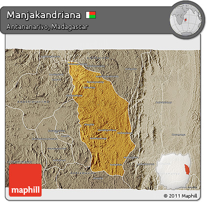 Physical 3D Map of Manjakandriana, semi-desaturated