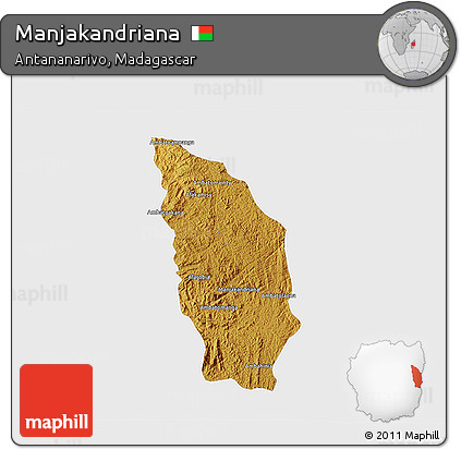 Physical 3D Map of Manjakandriana, single color outside