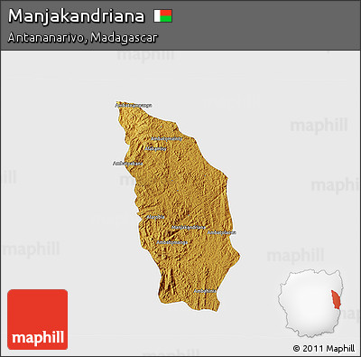 Physical 3D Map of Manjakandriana, single color outside