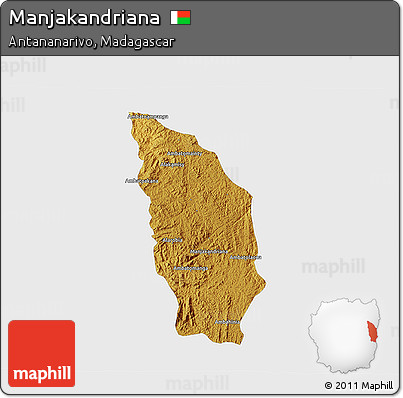 Physical 3D Map of Manjakandriana, single color outside