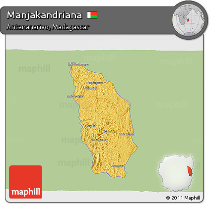 Savanna Style 3D Map of Manjakandriana, single color outside