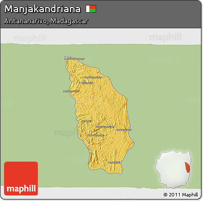 Savanna Style 3D Map of Manjakandriana, single color outside