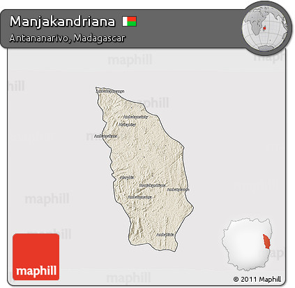 Shaded Relief 3D Map of Manjakandriana, cropped outside