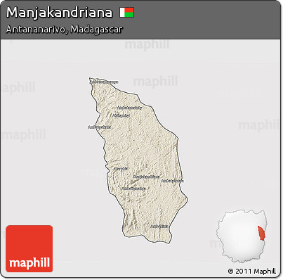 Shaded Relief 3D Map of Manjakandriana, cropped outside