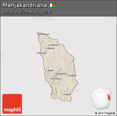 Shaded Relief 3D Map of Manjakandriana, cropped outside