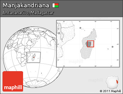 Blank Location Map of Manjakandriana, highlighted country, highlighted parent region, within the entire country