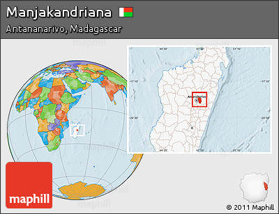 Political Location Map of Manjakandriana, highlighted country