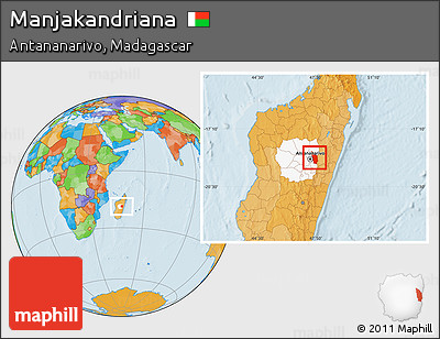 Political Location Map of Manjakandriana, highlighted parent region