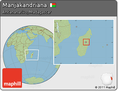 Savanna Style Location Map of Manjakandriana, within the entire country