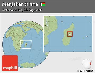 Savanna Style Location Map of Manjakandriana, within the entire country