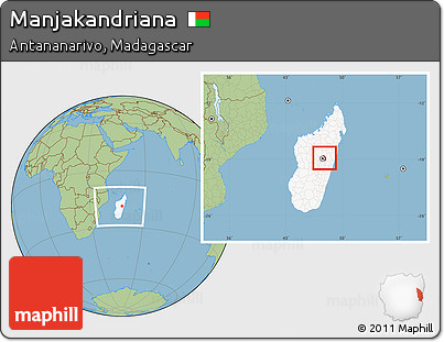 Savanna Style Location Map of Manjakandriana, highlighted country, within the entire country