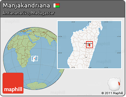 Savanna Style Location Map of Manjakandriana, highlighted country