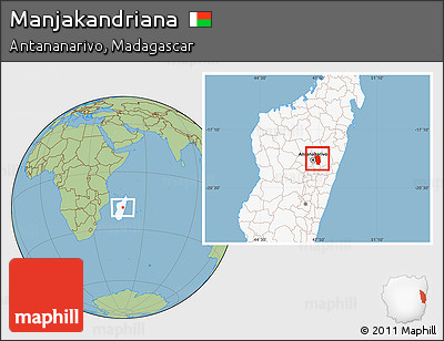 Savanna Style Location Map of Manjakandriana, highlighted country