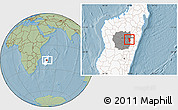 Savanna Style Location Map of Manjakandriana, highlighted country, highlighted parent region, hill shading