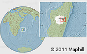 Savanna Style Location Map of Manjakandriana, highlighted parent region, hill shading