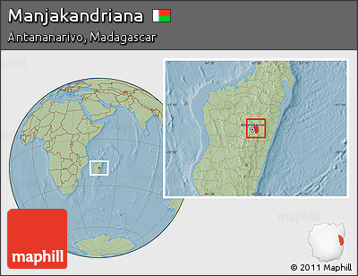 Savanna Style Location Map of Manjakandriana, hill shading