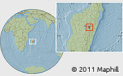 Savanna Style Location Map of Manjakandriana, hill shading
