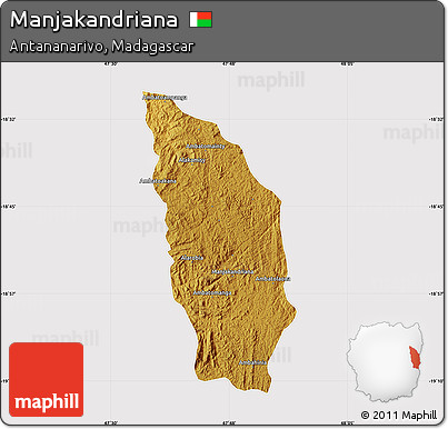 Physical Map of Manjakandriana, cropped outside