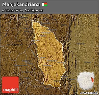 Physical Map of Manjakandriana, darken