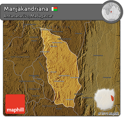 Physical Map of Manjakandriana, darken