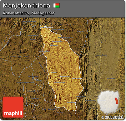 Physical Map of Manjakandriana, darken