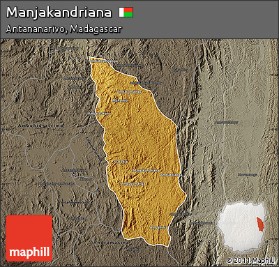 Physical Map of Manjakandriana, darken, semi-desaturated