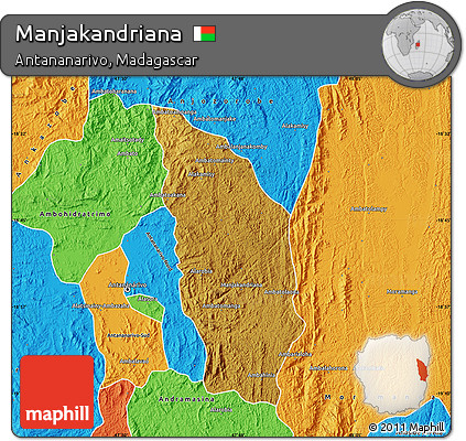 Physical Map of Manjakandriana, political outside