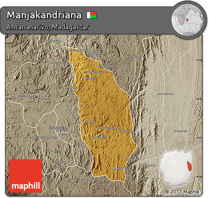 Physical Map of Manjakandriana, semi-desaturated