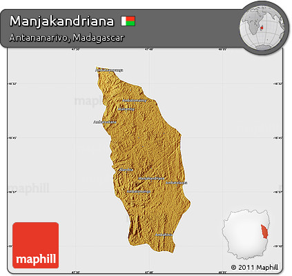 Physical Map of Manjakandriana, single color outside