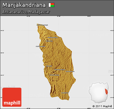 Physical Map of Manjakandriana, single color outside