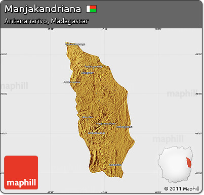 Physical Map of Manjakandriana, single color outside