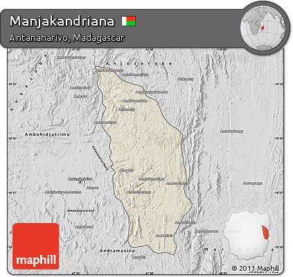 Shaded Relief Map of Manjakandriana, desaturated