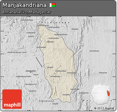 Shaded Relief Map of Manjakandriana, desaturated