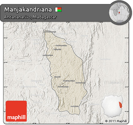 Shaded Relief Map of Manjakandriana, lighten