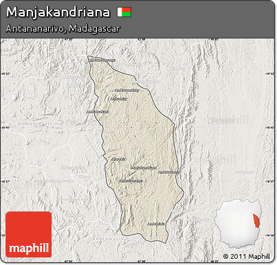 Shaded Relief Map of Manjakandriana, lighten