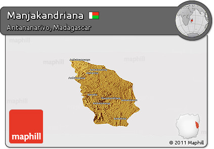 Physical Panoramic Map of Manjakandriana, cropped outside