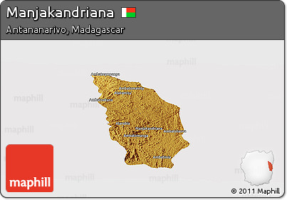 Physical Panoramic Map of Manjakandriana, cropped outside
