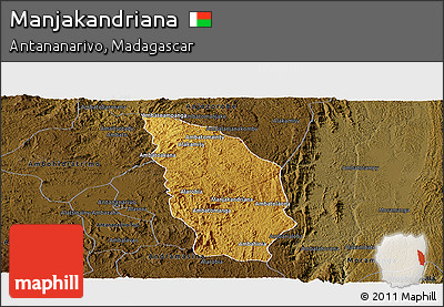 Physical Panoramic Map of Manjakandriana, darken