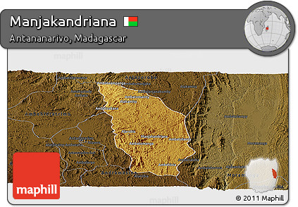 Physical Panoramic Map of Manjakandriana, darken