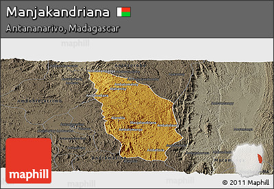 Physical Panoramic Map of Manjakandriana, darken, semi-desaturated